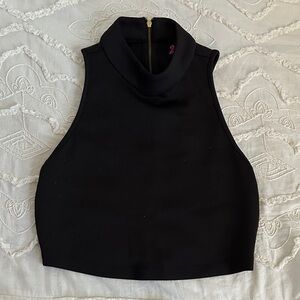 2B Bebe Black Sleeveless Mock Neck Cropped Tank